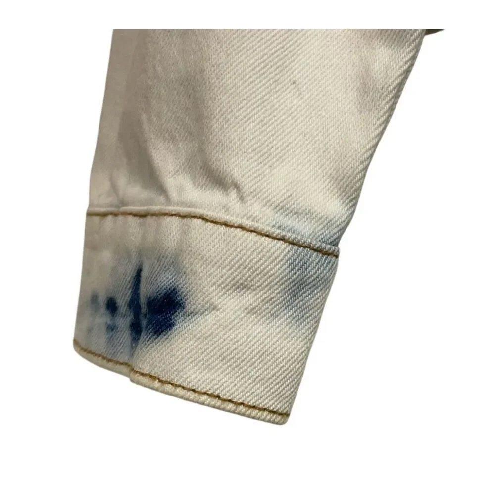 NWT ARIZONA JEAN CO Jacket Men's Small White Blue Extreme Bleach‎ Denim Cotton